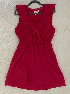 BCBGeneration Fuchsia Ruffle-Front Mini Dress